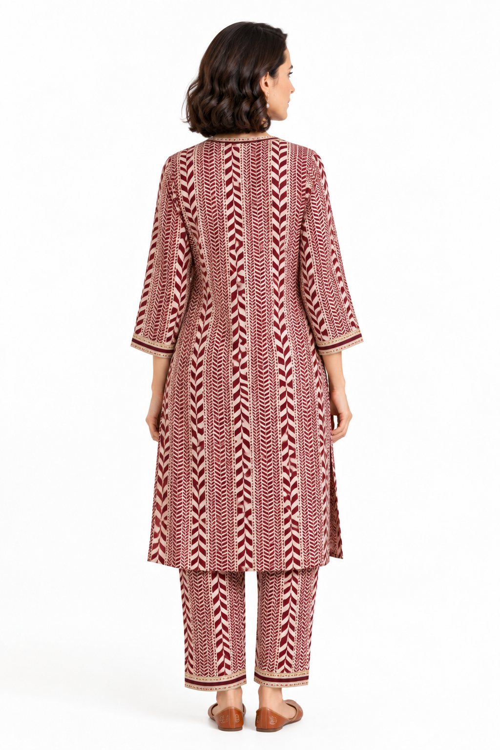DH178-Radiant Maroon and White Stripe Kurta Set