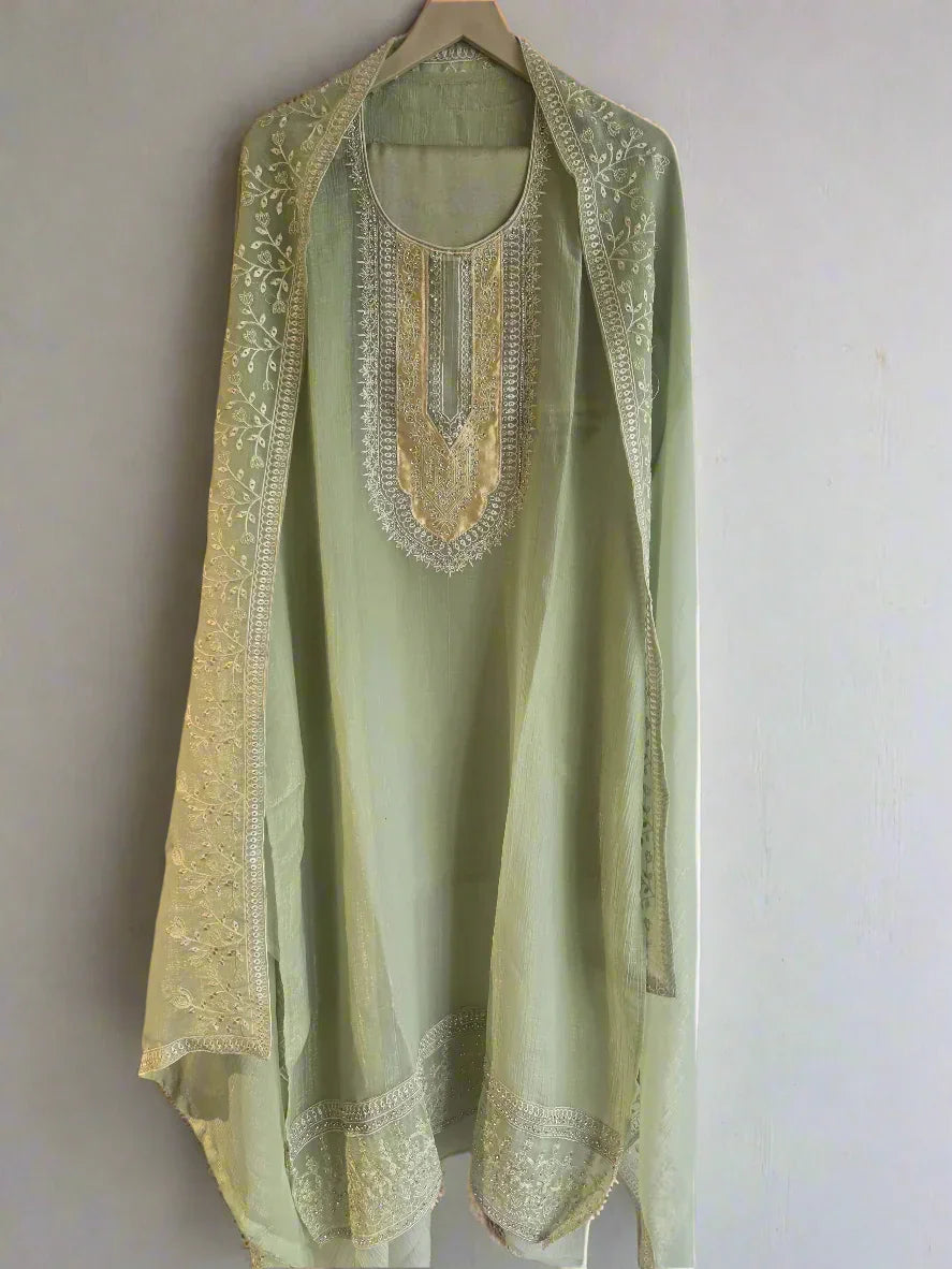 DHO4- Crushed Soft Tissue Shirt with Embroidered Design