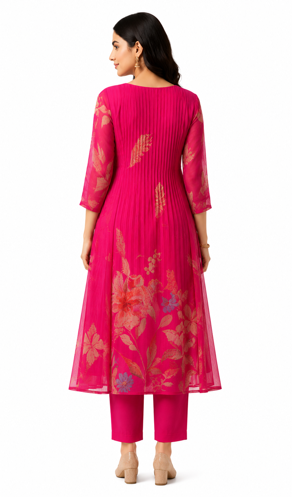 DH103-Stylish Fuchsia Floral Suit set