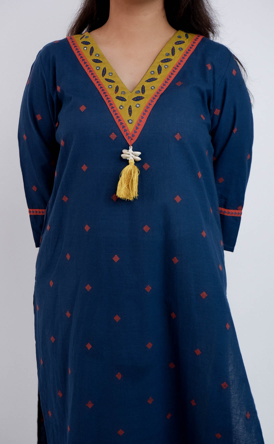 DH208-Elegant Blue Kurti with Handcrafted Detailing