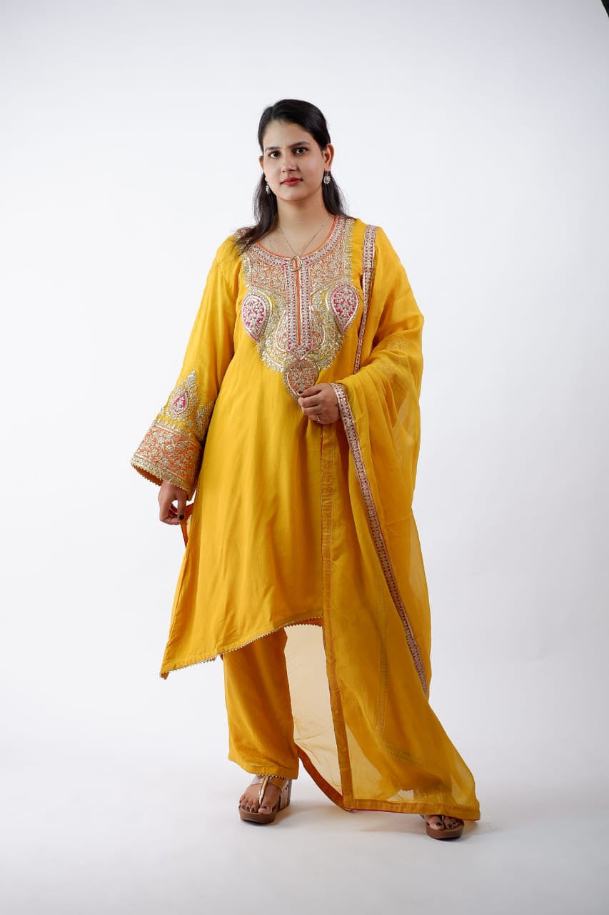 DH239-Elegant Yellow Embroidered Traditional Suit  Graceful Festive Look