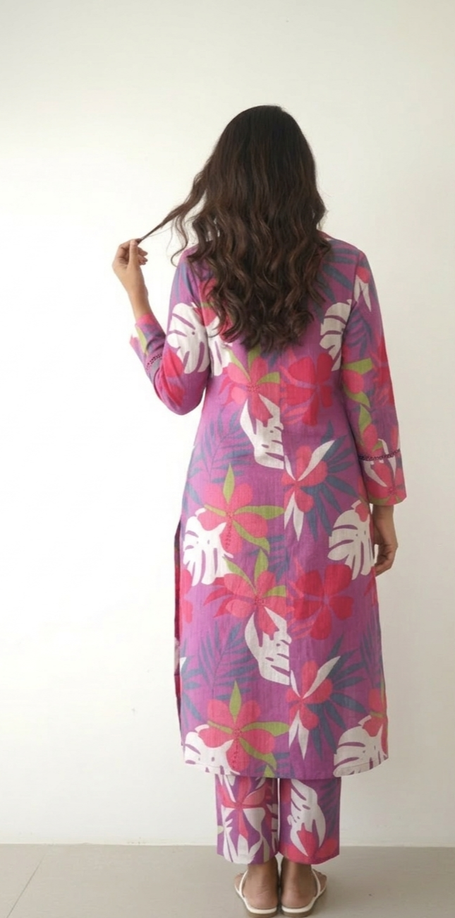 DH159P-Purple Floral Co-Ord Set