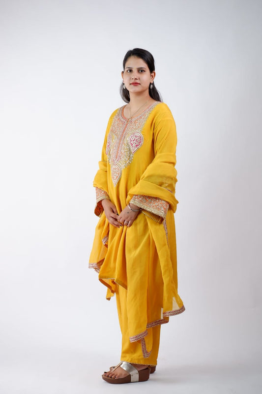 DH239-Elegant Yellow Embroidered Traditional Suit  Graceful Festive Look