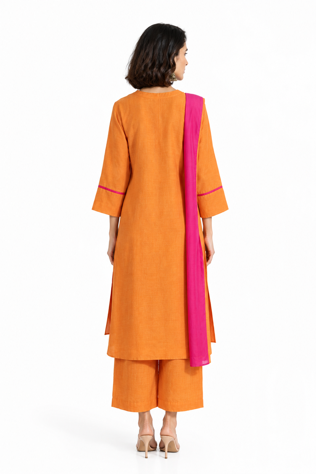 DH175OP-Elegant Orange & Pink Minimalist Co-ord Set
