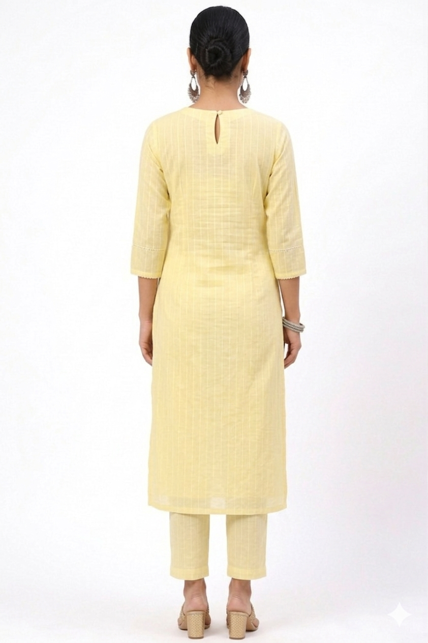 DH314-Graceful Pastel Yellow Embroidered Kurta Set with Dupatta
