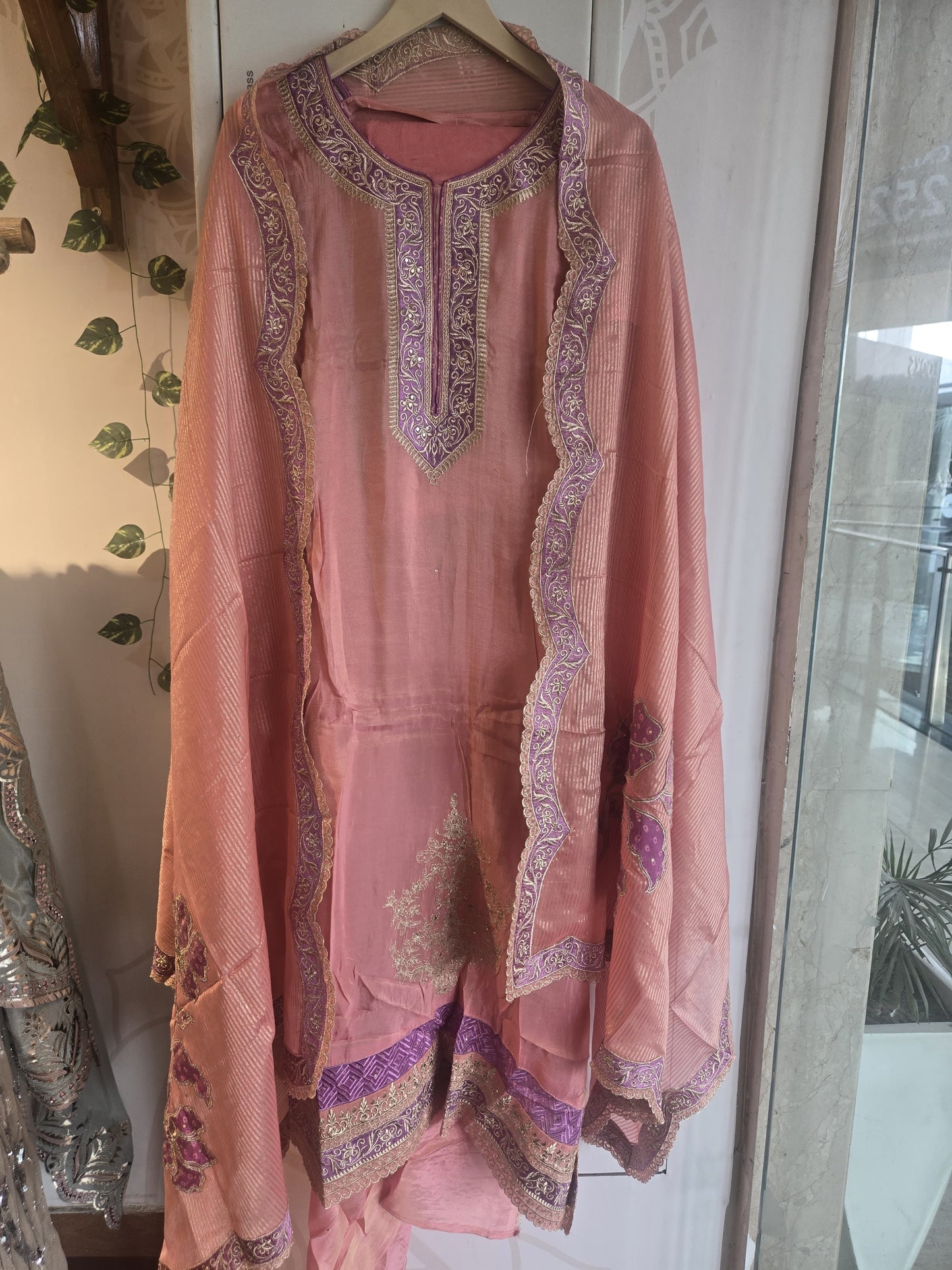 DHO52-P Pure Silk Shirt Unstitched Pink Suit