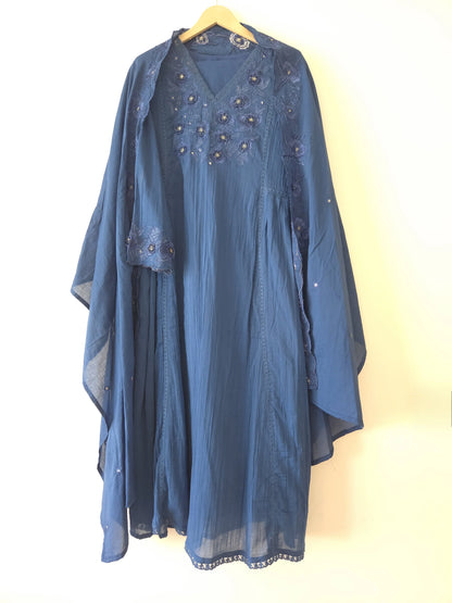 DH133-B-Regal Teal Embroidered Kurta Set - Dharini's Store