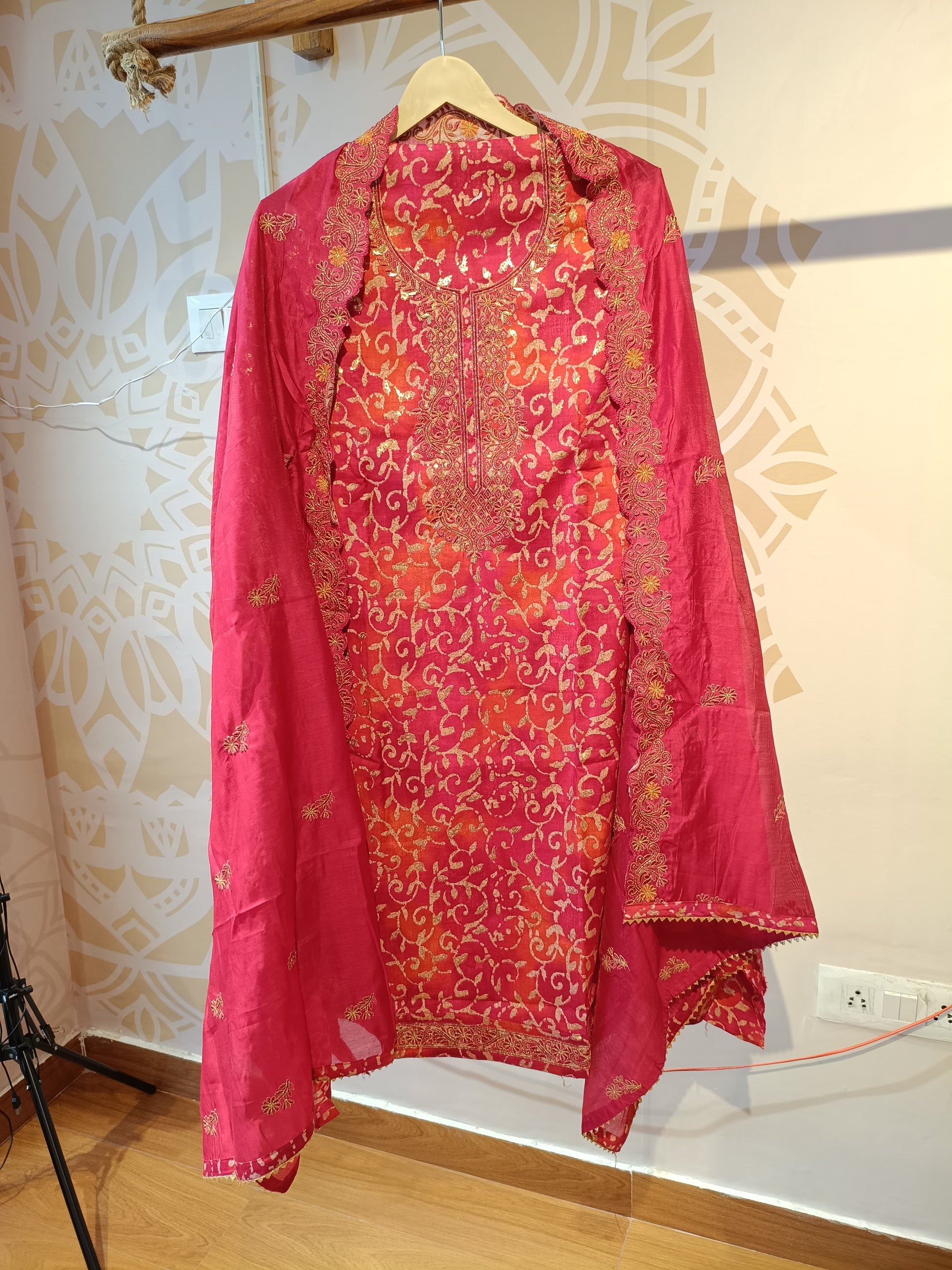 DH151-R-Unstitched Designer Suit Set - Dharini's Store