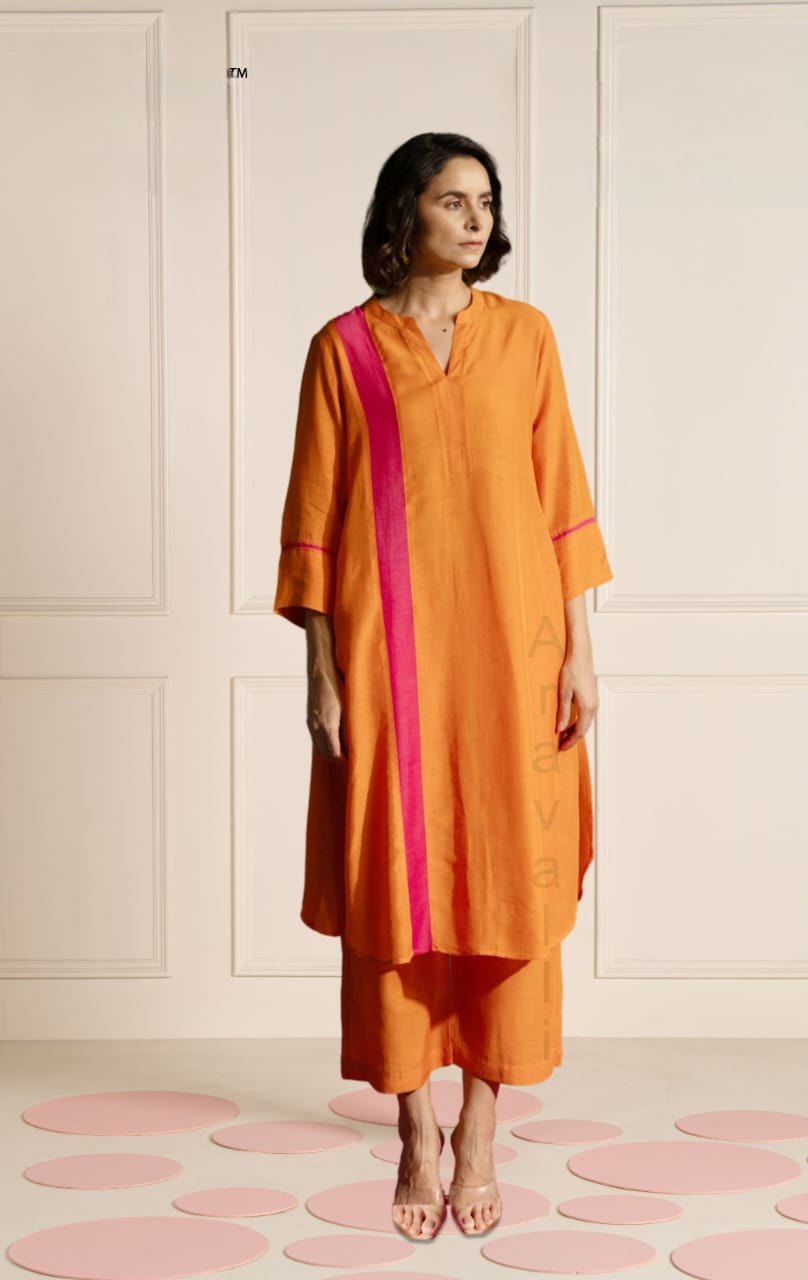 DH 175-OP-Elegant Orange & Pink Minimalist Co-ord Set - Dharini's Store