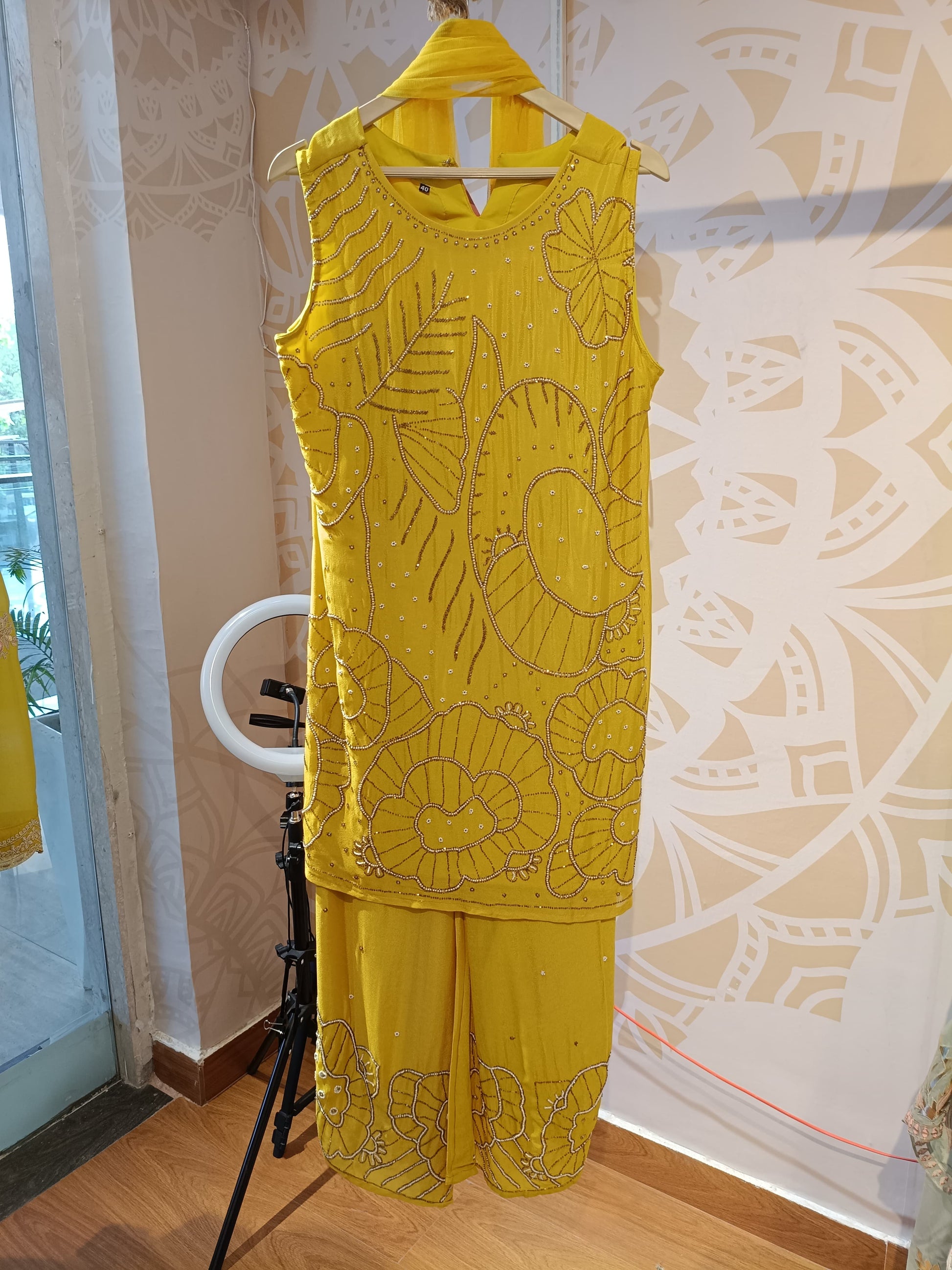 DH119-Y-Sunshine Yellow Sleeveless Kurta Set - Dharini's Store