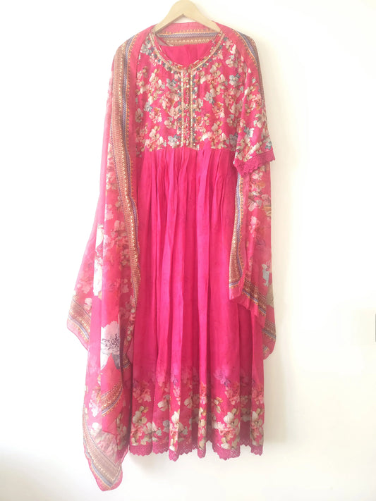 DH127-P-Vibrant Floral Fusion Ensemble - Dharini's Store