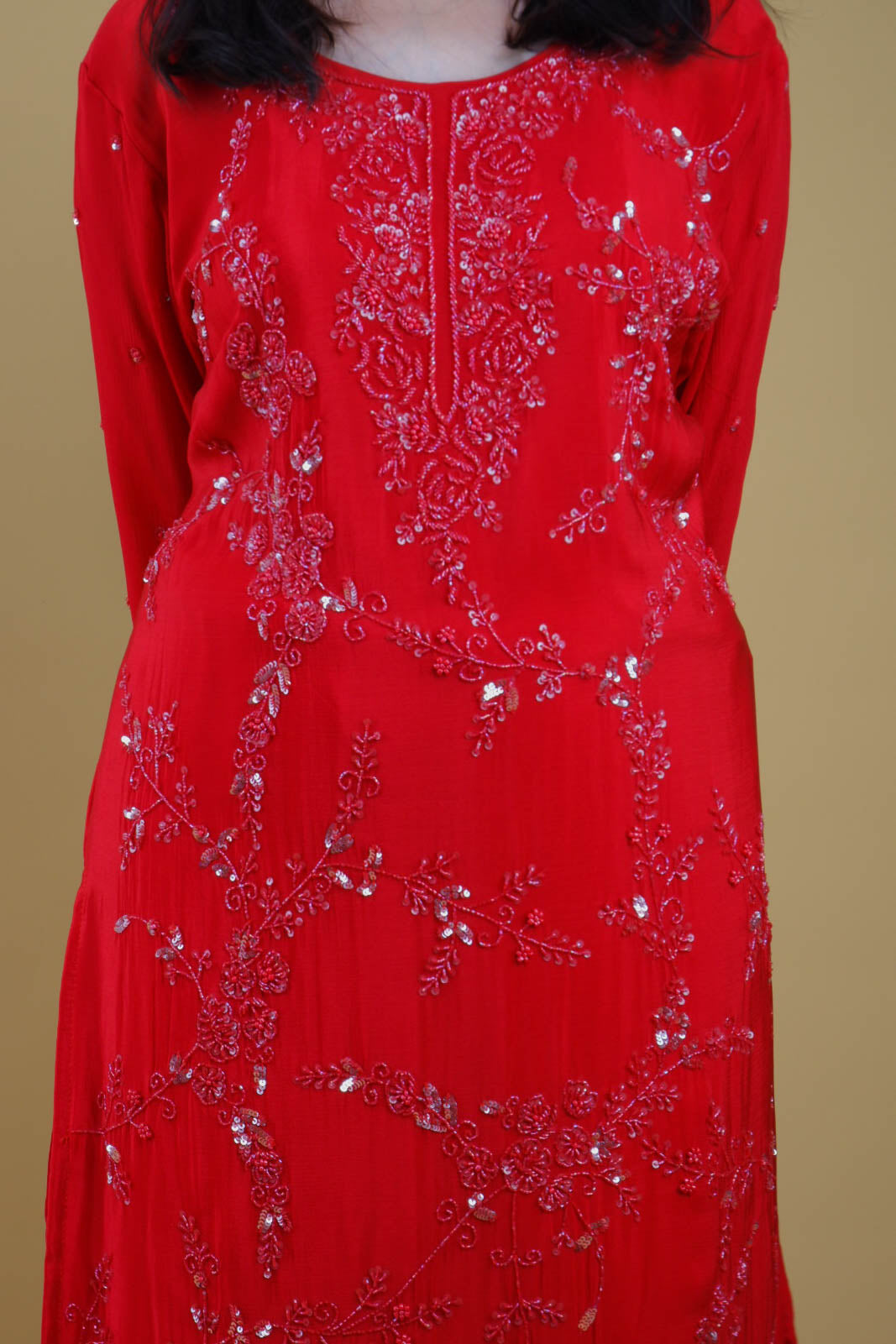 DH165-R-Elegant Red Embroidered Suit Set - Dharini's Store