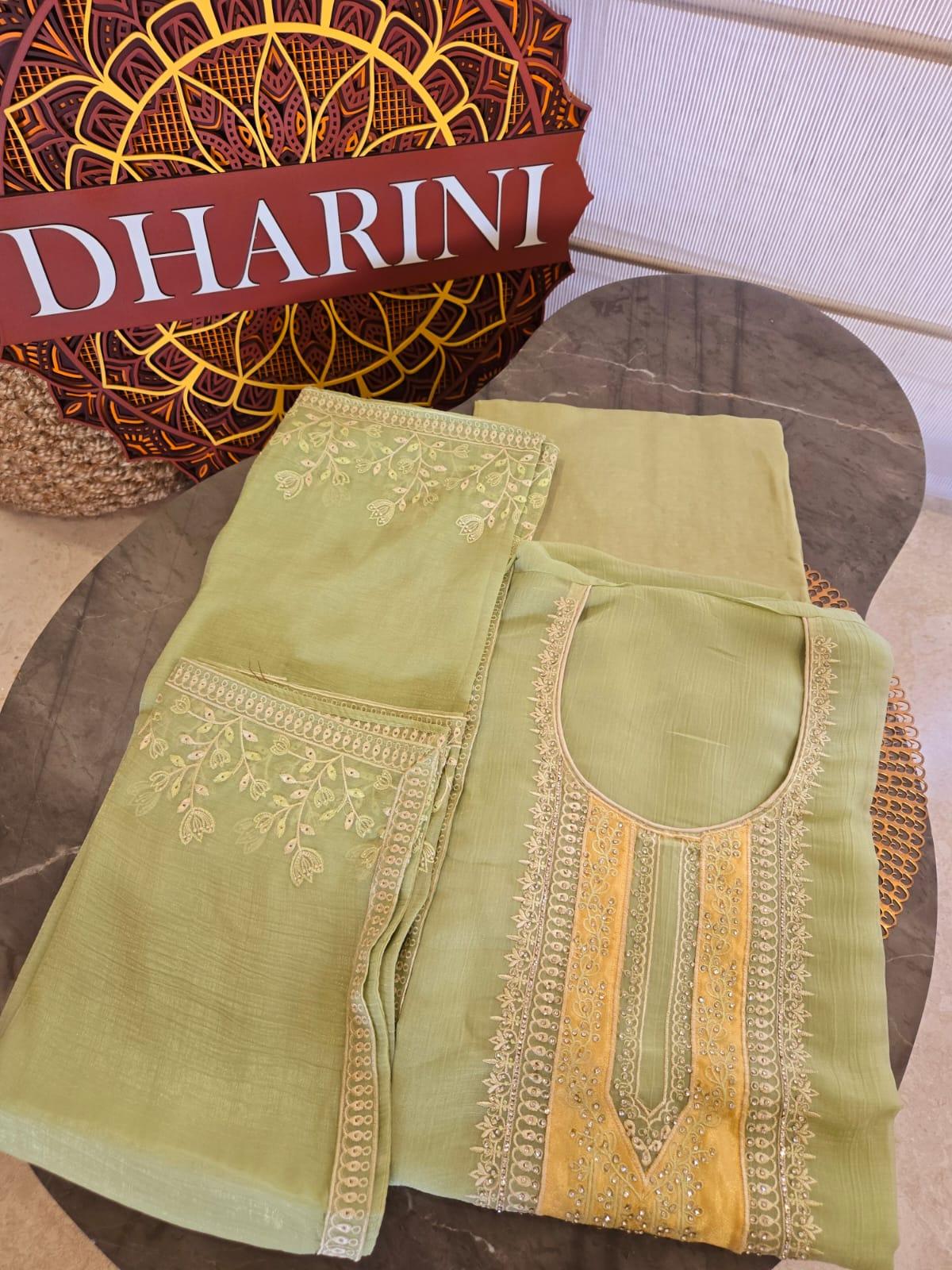DHO4 Crushed Soft Tissue Shirt with Embroidered Design - Dharini's Store
