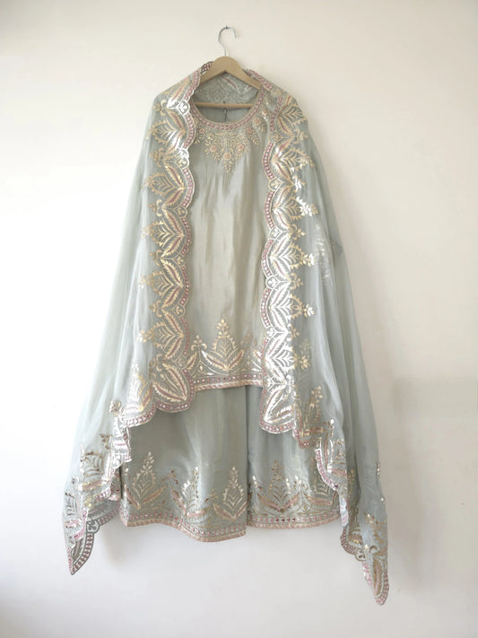 DHS067-G-Elegant Embroidered Suit with Dupatta - Dharini's Store