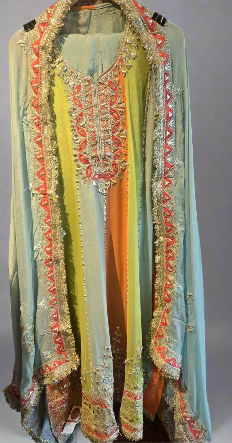 DHO85-B Stitched multi-color very fine and soft georgette suit - Dharini's Store
