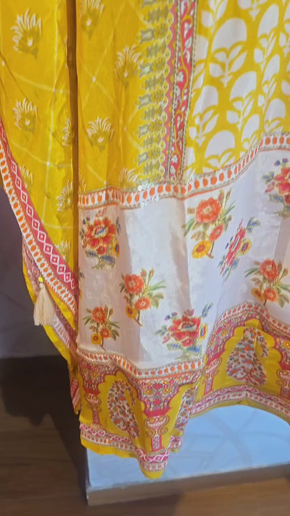 DH125Y-Mustard Yellow Kaftan with Mirror Work
