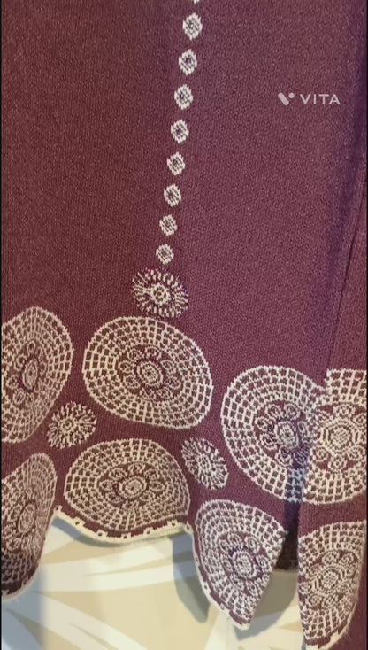 DH299-Maroon Woolen Two-Piece Suit with Printed Details