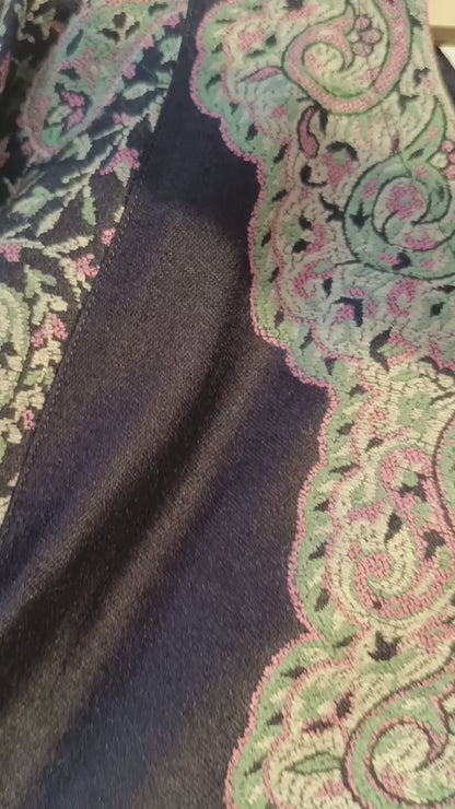 DH272-Black Kashmiri Pheran with Tilla Embroidery & V Neckline