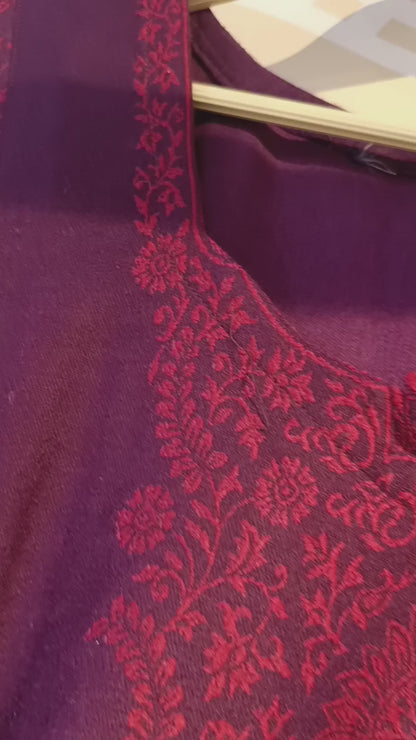 DH276-Hand-Embroidered Maroon Choga Kurta Set