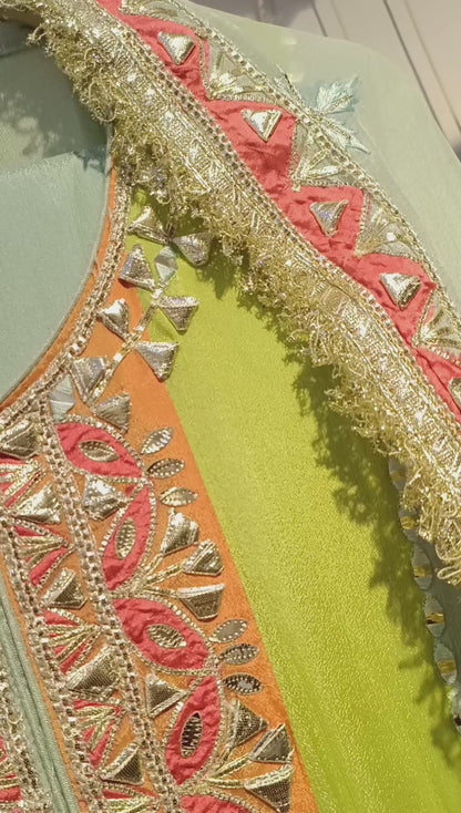 DHO85B- Stitched multi-color very fine and soft georgette suit