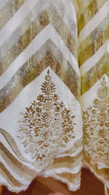 DHO1OO-GL- Elegant Skirt and Kurta Set with Gold Embroidery