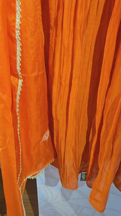 DH138- Radiant Rust Orange Mul Chanderi Suit