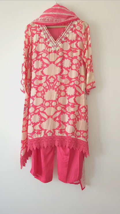 DHO104P- Pure Muslin Stitched Suits with Floral Design