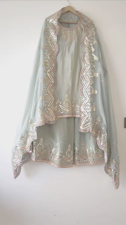 DHS067G-Elegant Embroidered Suit with Dupatta