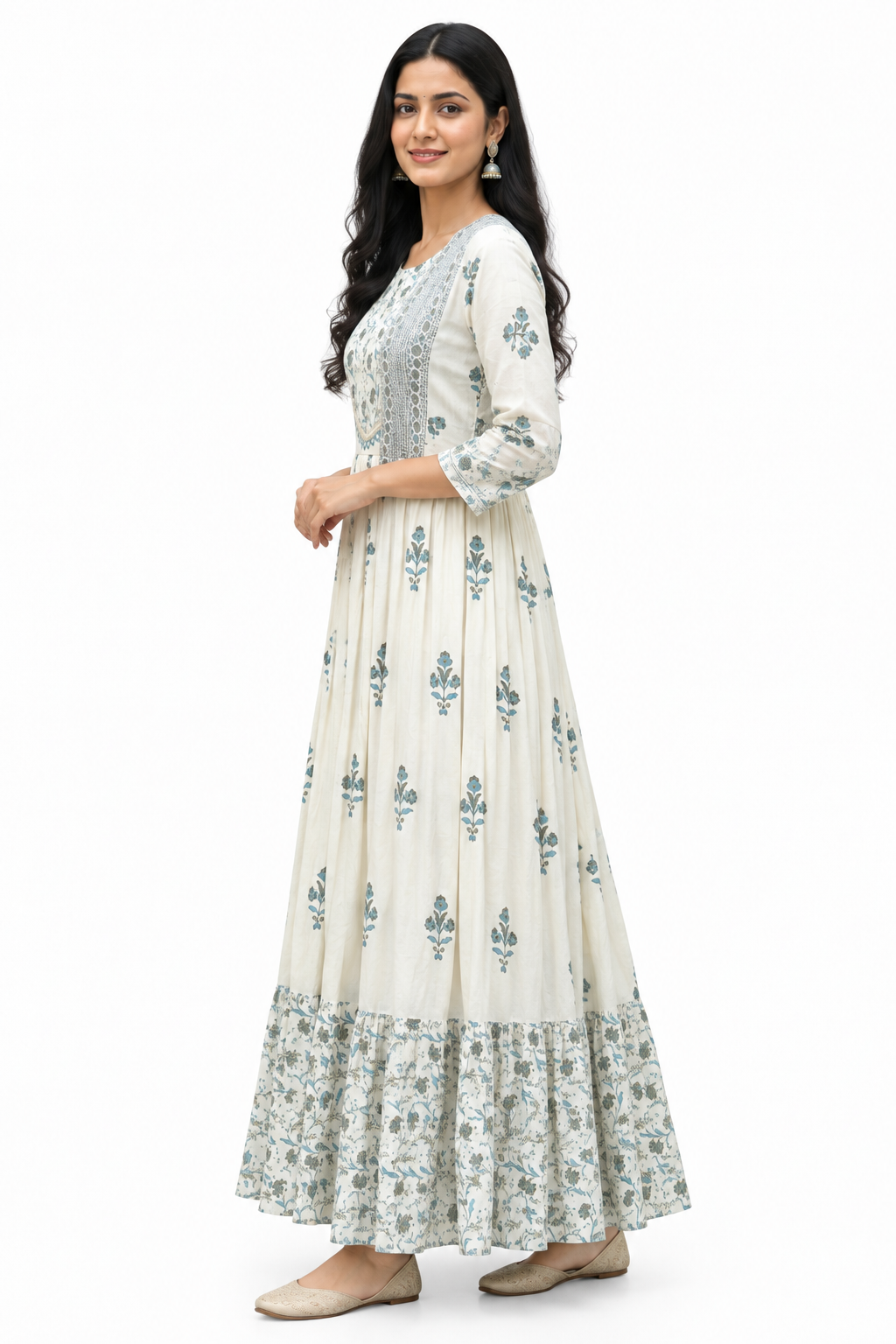 DH128W-Elegant Cream Floral Print Set