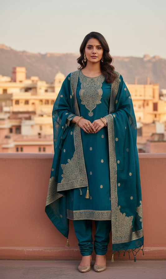 DHOO8B- Premium Silk Suits with Zari Work