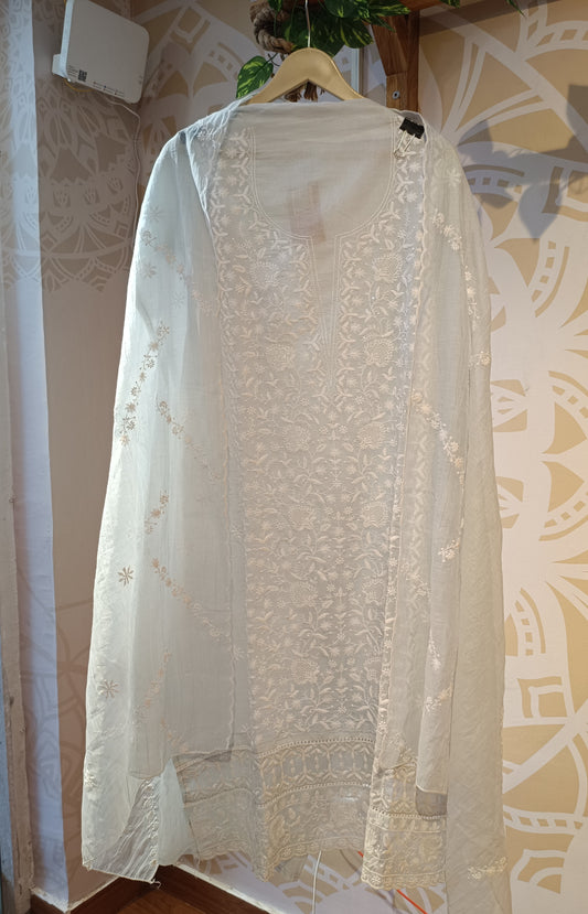 DH228-Ethereal Pastel Blue Suit With Graceful Thread work