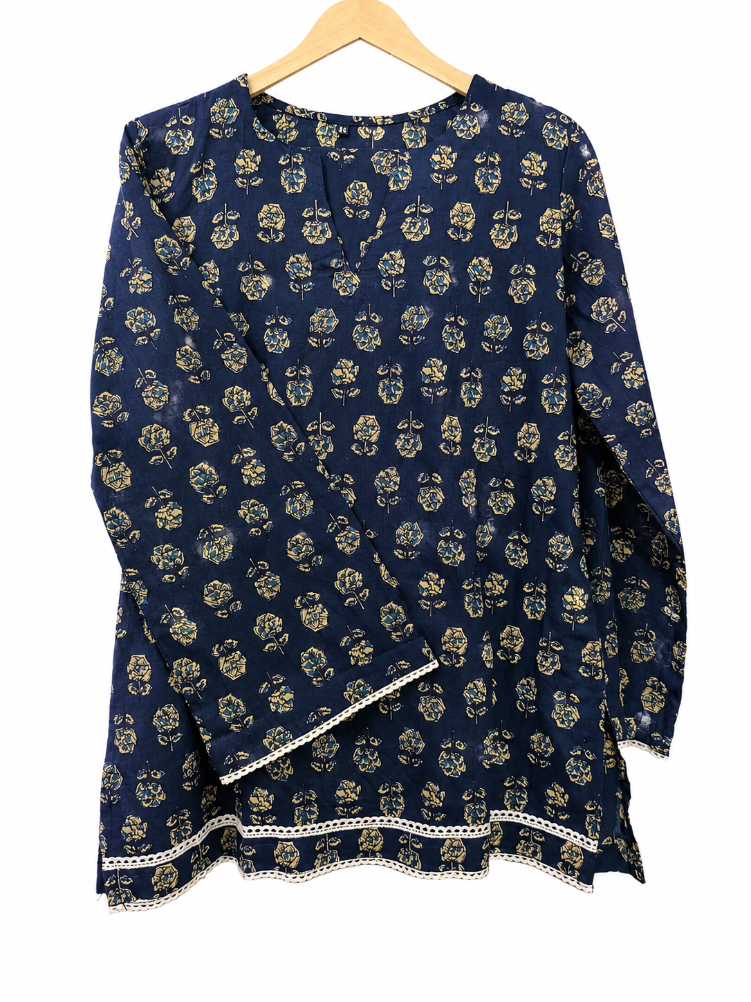 DH318-Women's Navy Blue Cotton Printed Farshi Salwar Suit Set