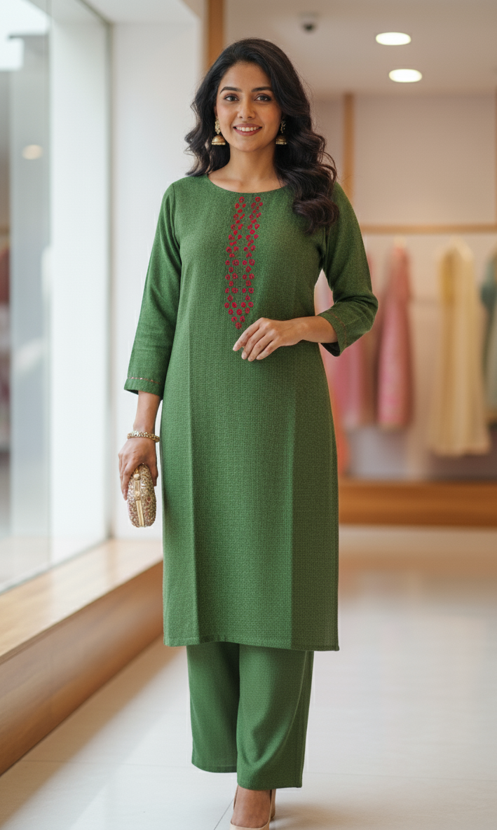 DH268-Green Woollen Comfort Wear