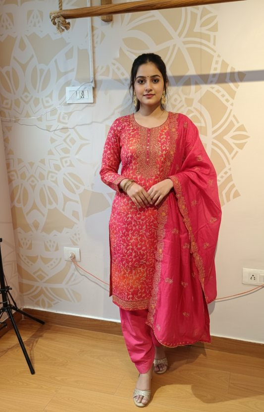 DH151R-Unstitched Designer Suit Set