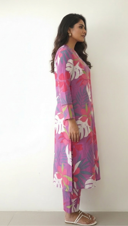 DH159P-Purple Floral Co-Ord Set