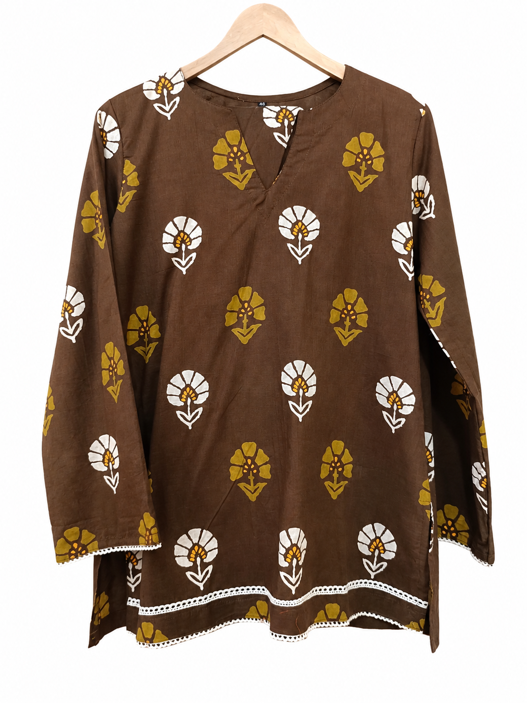 DH319-Women's Brown Cotton Printed Farshi Salwar Suit Set