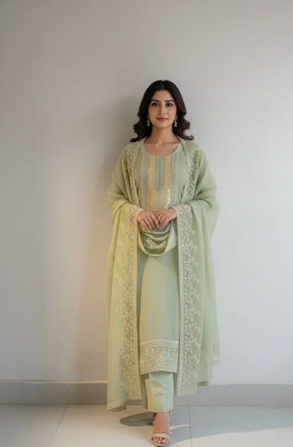 DHO4- Crushed Soft Tissue Shirt with Embroidered Design