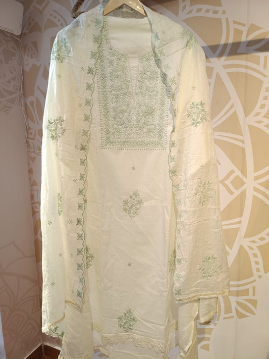 DH246-Timeless White Chikankari Embroidered Suit