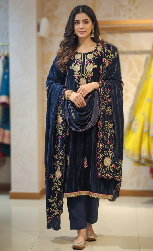 DH261-Velvet Elegance In Midnight Blue