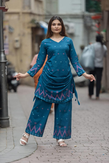 DH204-Blue Cotton Co-ord Set