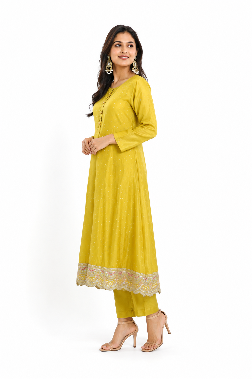 DH232-Lime Yellow Suit with Gota Patti Lace Detailing