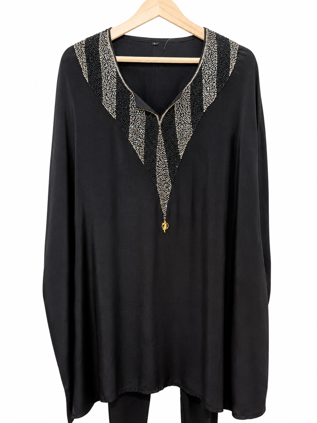DH329-Black Kaftan Style Co-Ord Set Two Piece Ethnic Fusion Wear