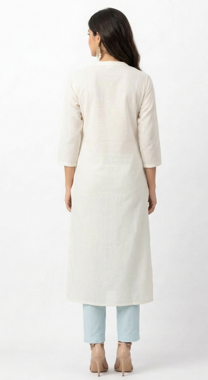 DH114WB- Dual Shade Chanderi Kurta with Floral Embroidery