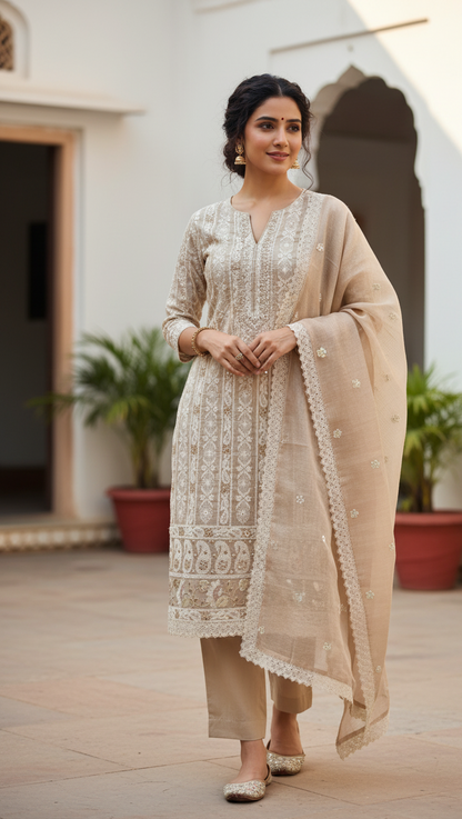 DHO16B- Shop Our Most Gorgeous Pure Cotton Kota Doria Fabric with Embroidery