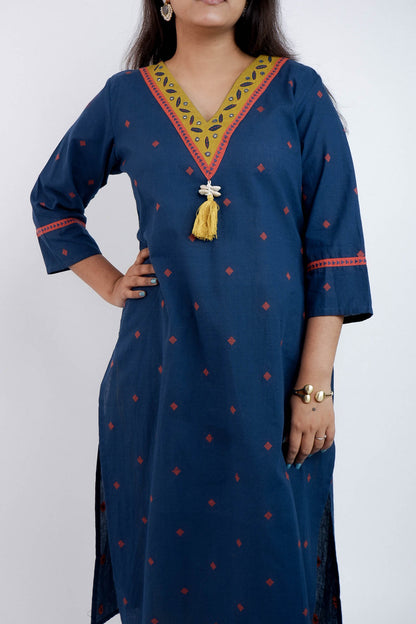 DH208-Elegant Blue Kurti with Handcrafted Detailing
