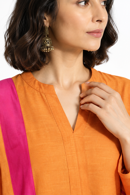 DH175OP-Elegant Orange & Pink Minimalist Co-ord Set