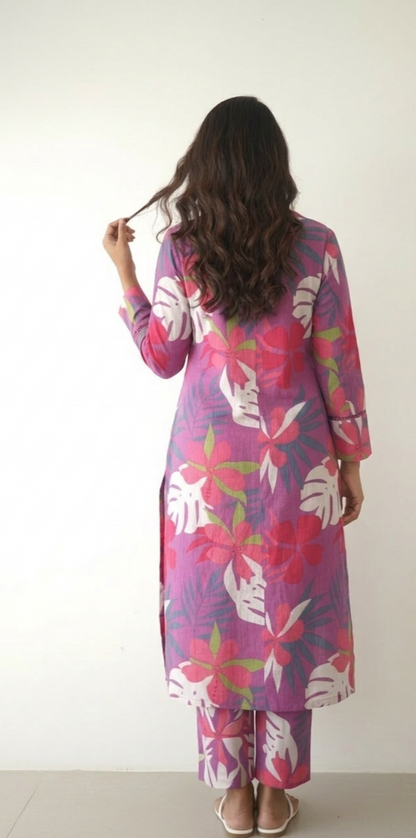 DH159P-Purple Floral Co-Ord Set