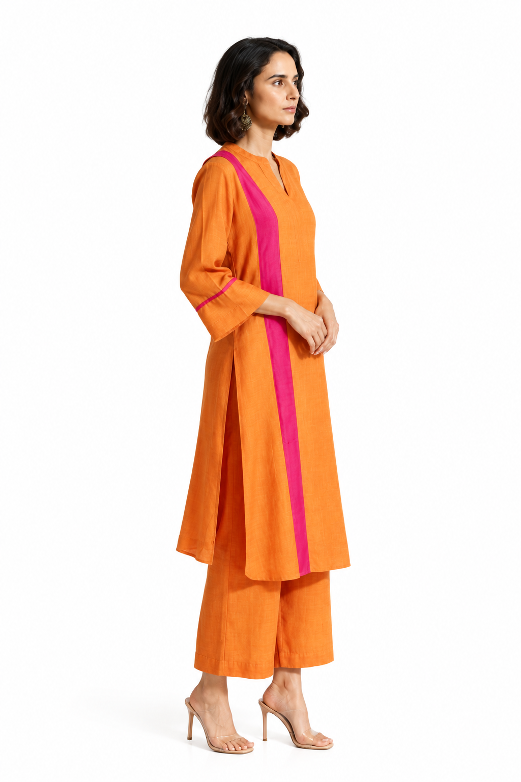 DH175OP-Elegant Orange & Pink Minimalist Co-ord Set