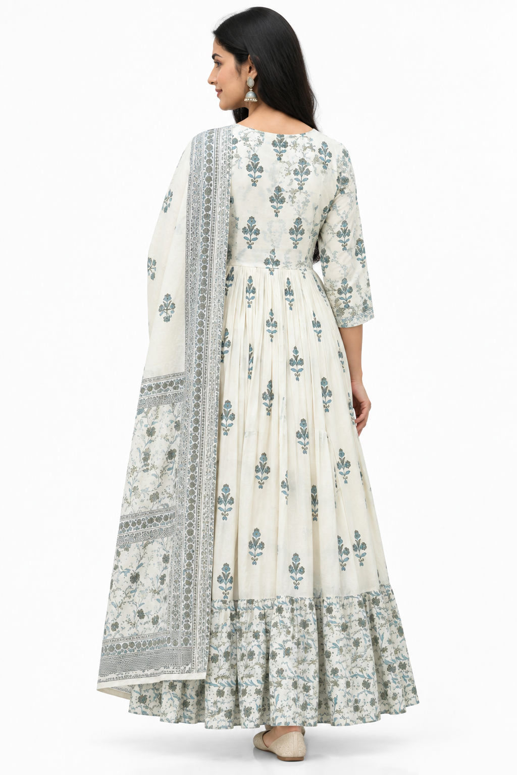 DH128W-Elegant Cream Floral Print Set