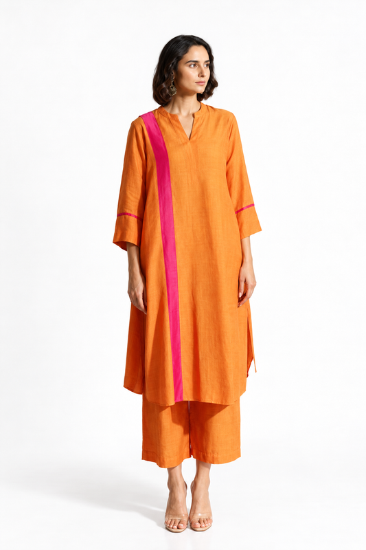 DH175OP-Elegant Orange & Pink Minimalist Co-ord Set